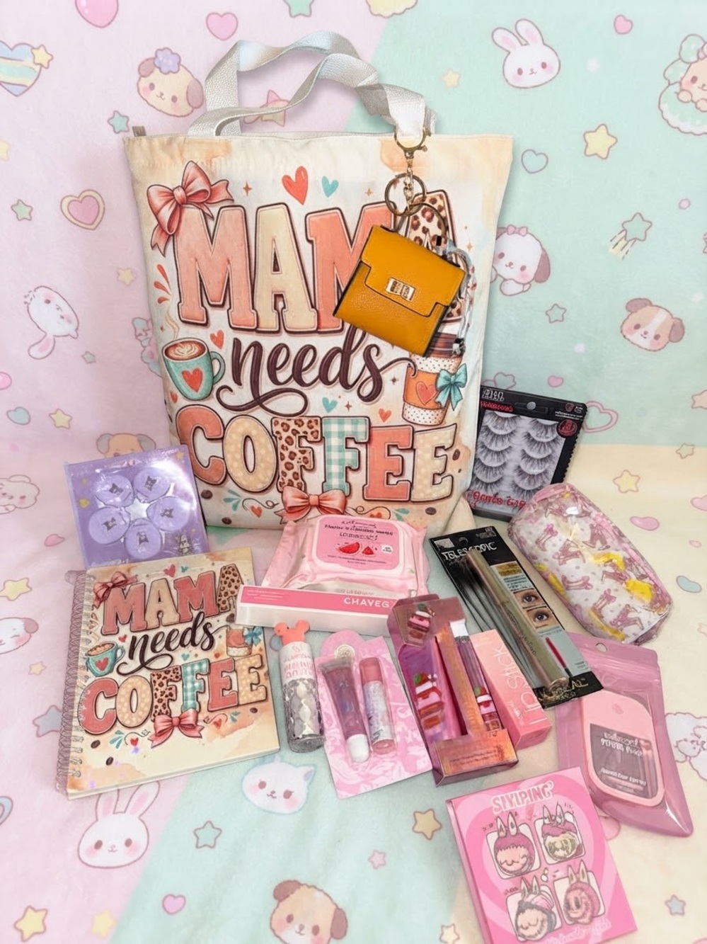 Mama Needs Coffee Pink Tote Gift Set